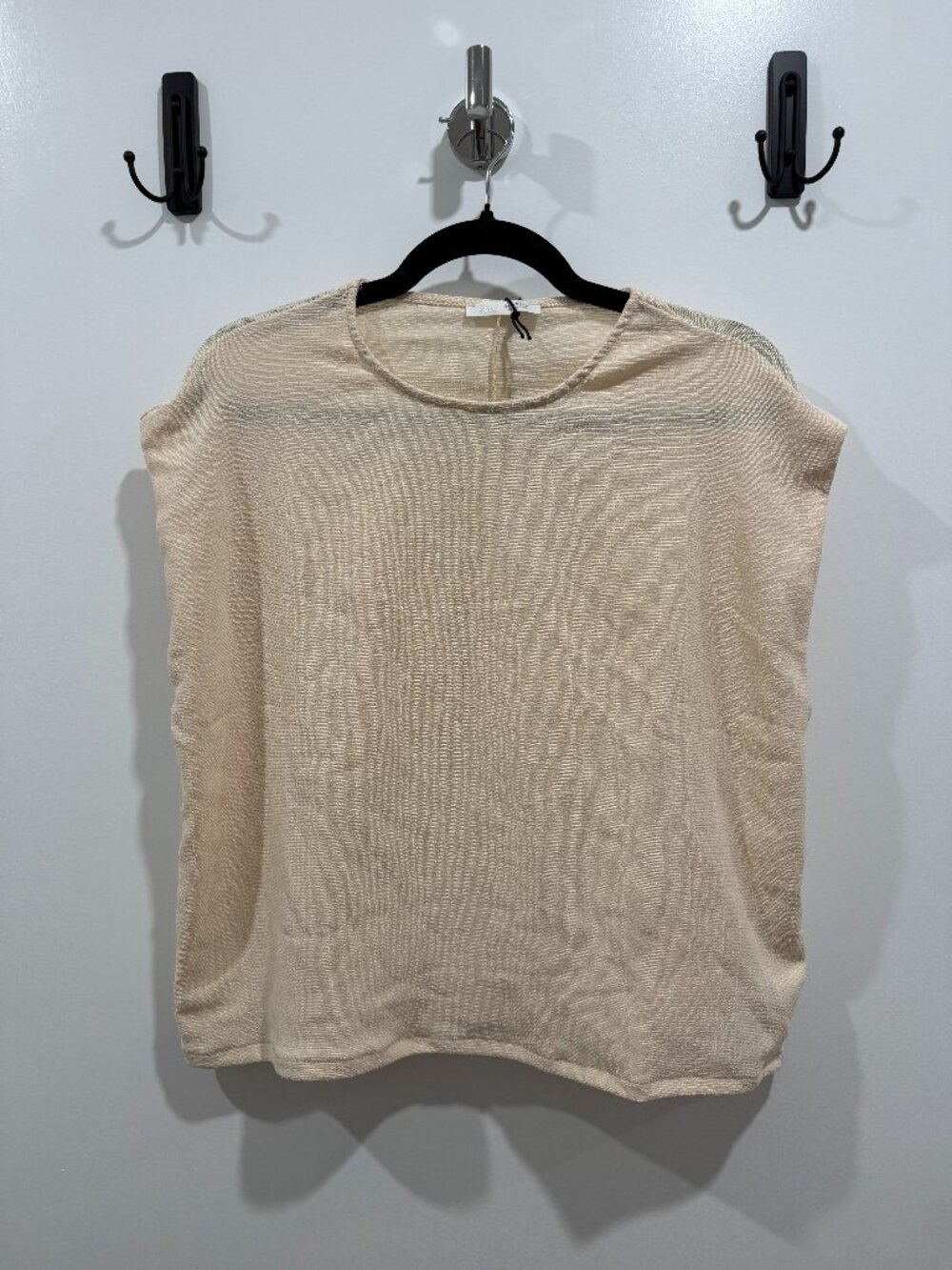 Zara Rustic Sleeveless Top, Size M, Color: Ecru